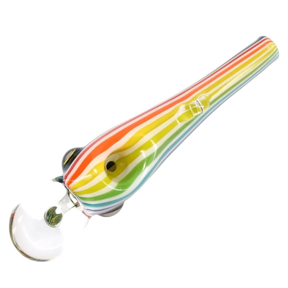 Matty White Glass Large Linework Fishing Lure Spoon - Rainbow