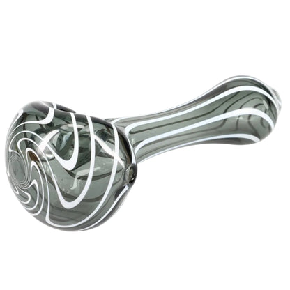 Matty White Glass Lollipop with White Lines Spoon - Assorted Colors