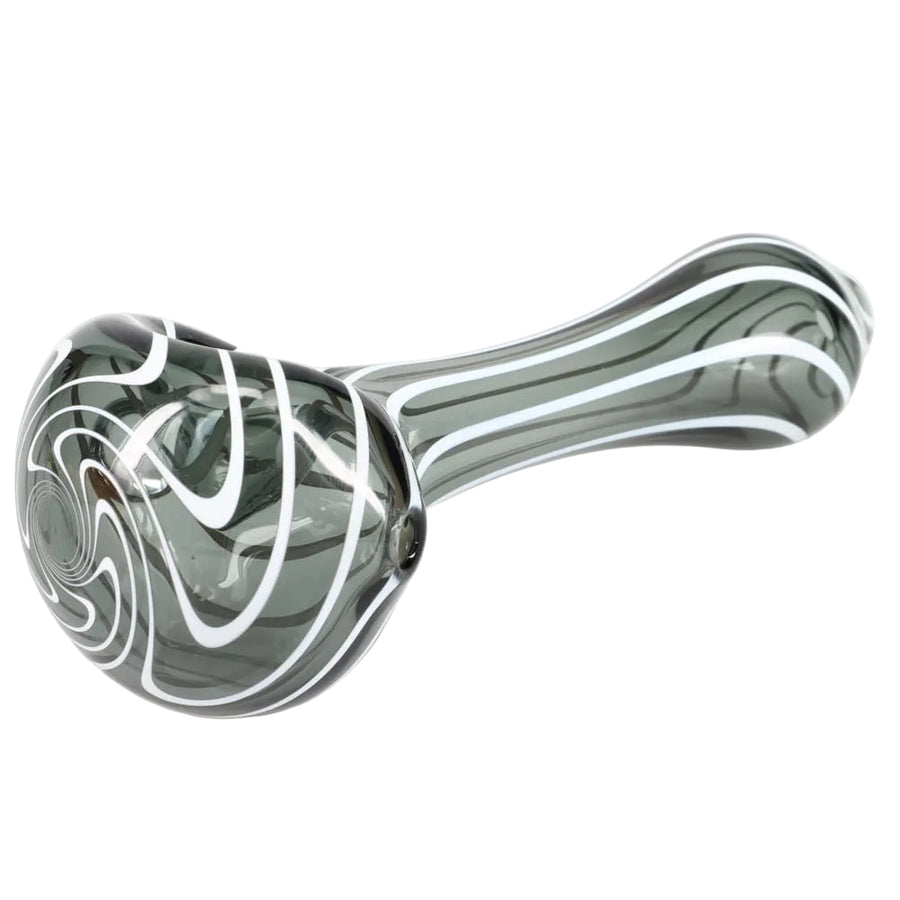 Matty White Glass Lollipop with White Lines Spoon - Assorted Colors