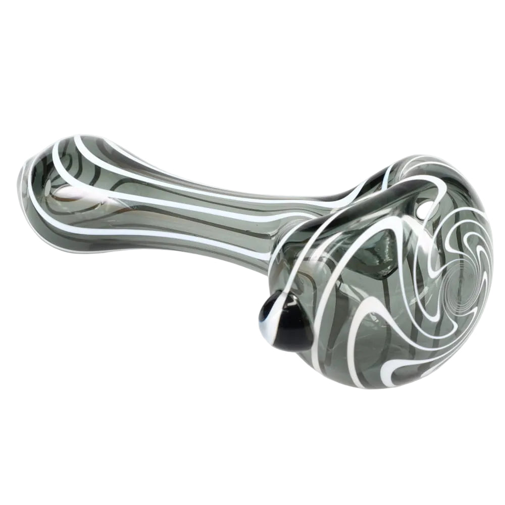 Matty White Glass Lollipop with White Lines Spoon - Assorted Colors