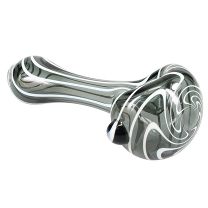 Matty White Glass Lollipop with White Lines Spoon - Assorted Colors