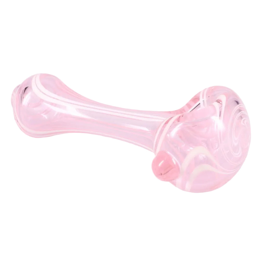 Matty White Glass Lollipop with White Lines Spoon - Assorted Colors