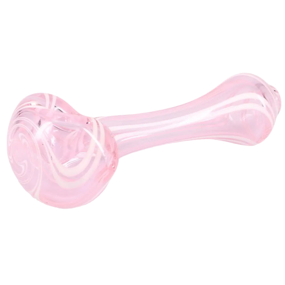 Matty White Glass Lollipop with White Lines Spoon - Assorted Colors