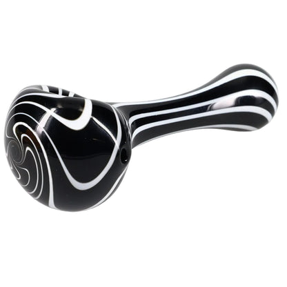 Matty White Glass Lollipop with White Lines Spoon - Assorted Colors