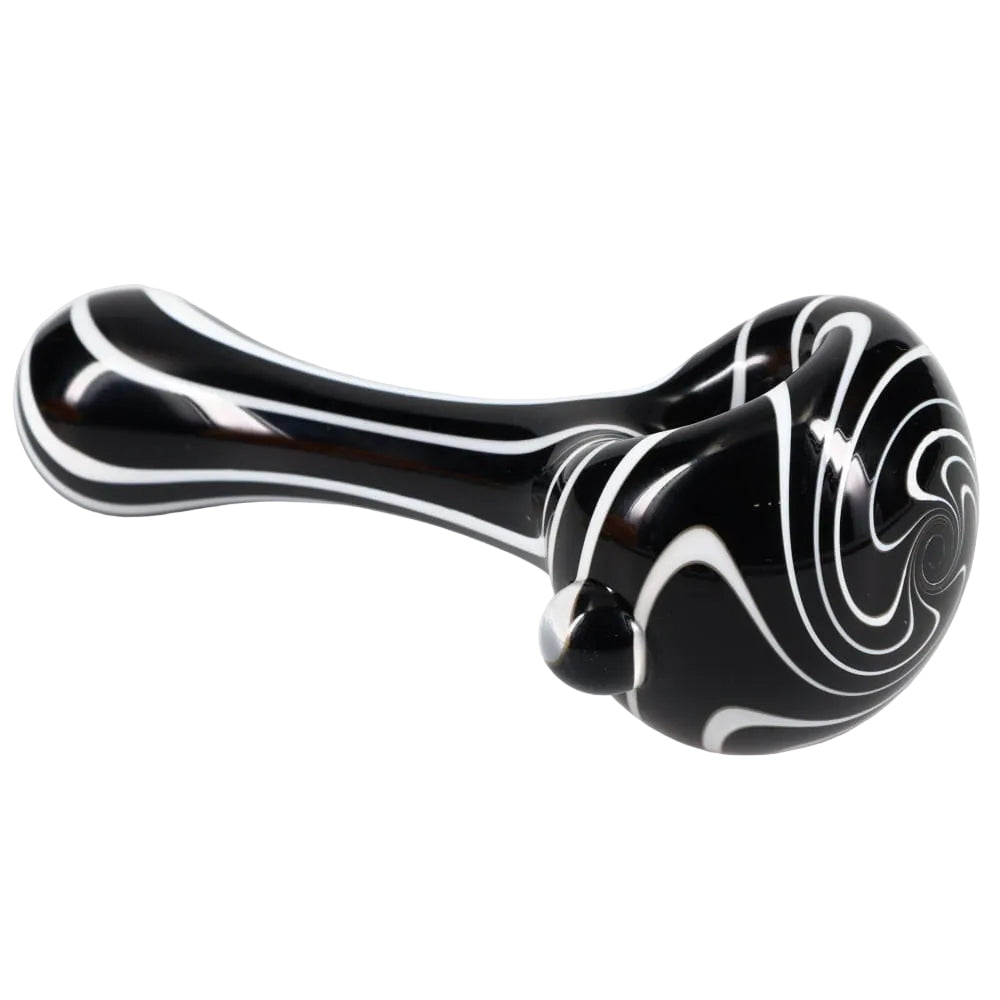 Matty White Glass Lollipop with White Lines Spoon - Assorted Colors