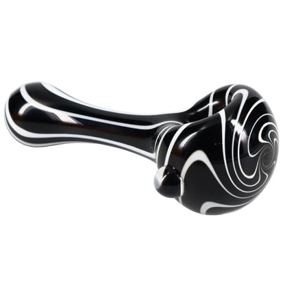 Matty White Glass Lollipop with White Lines Spoon - Assorted Colors