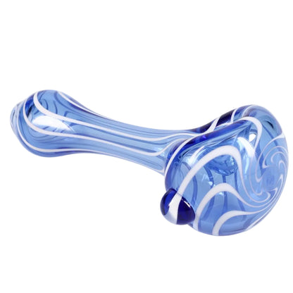 Matty White Glass Lollipop with White Lines Spoon - Assorted Colors