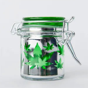 Metallic Silver and Green Leaves Jar - 1.5oz SALE