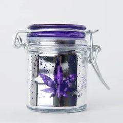 Metallic Silver and Purple Leaf Jar - 1.5oz