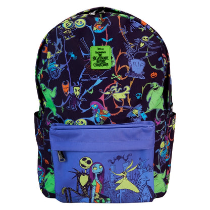 Loungefly Nightmare Before Christmas Neon Glow All-Over Print Nylon Full-Size Backpack