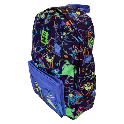 Loungefly Nightmare Before Christmas Neon Glow All-Over Print Nylon Full-Size Backpack
