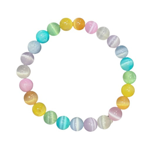 Rainbow Pastel Selenite Bracelet - 8mm