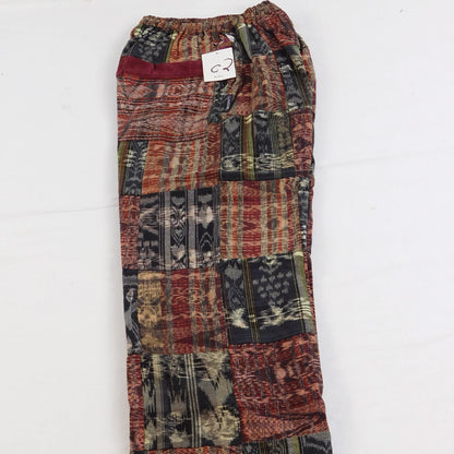 Patchwork Pants in Hand Woven Cotton - Brown