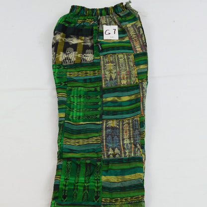 Patchwork Pants in Hand Woven Cotton - Green