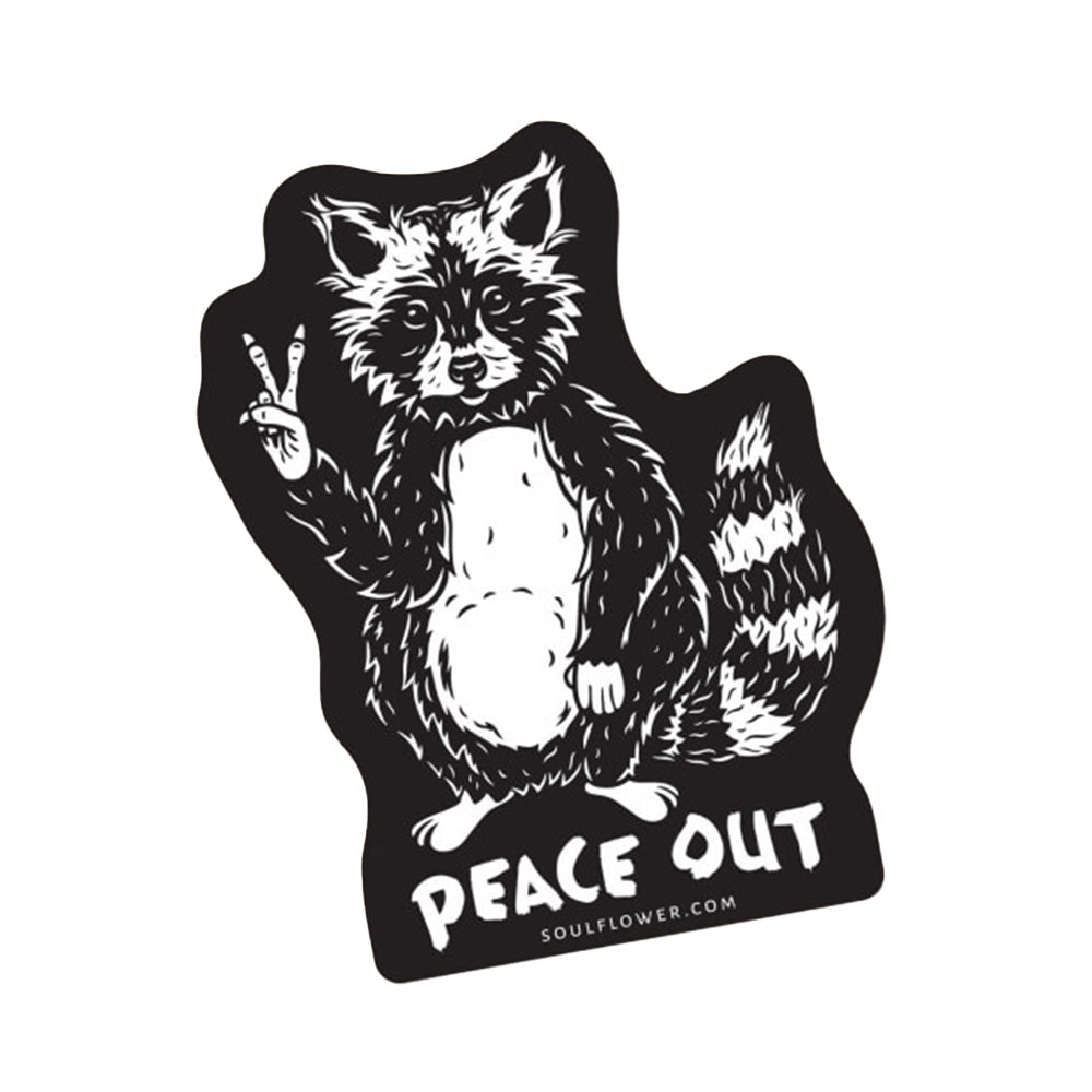 Peace Out Raccoon Sticker