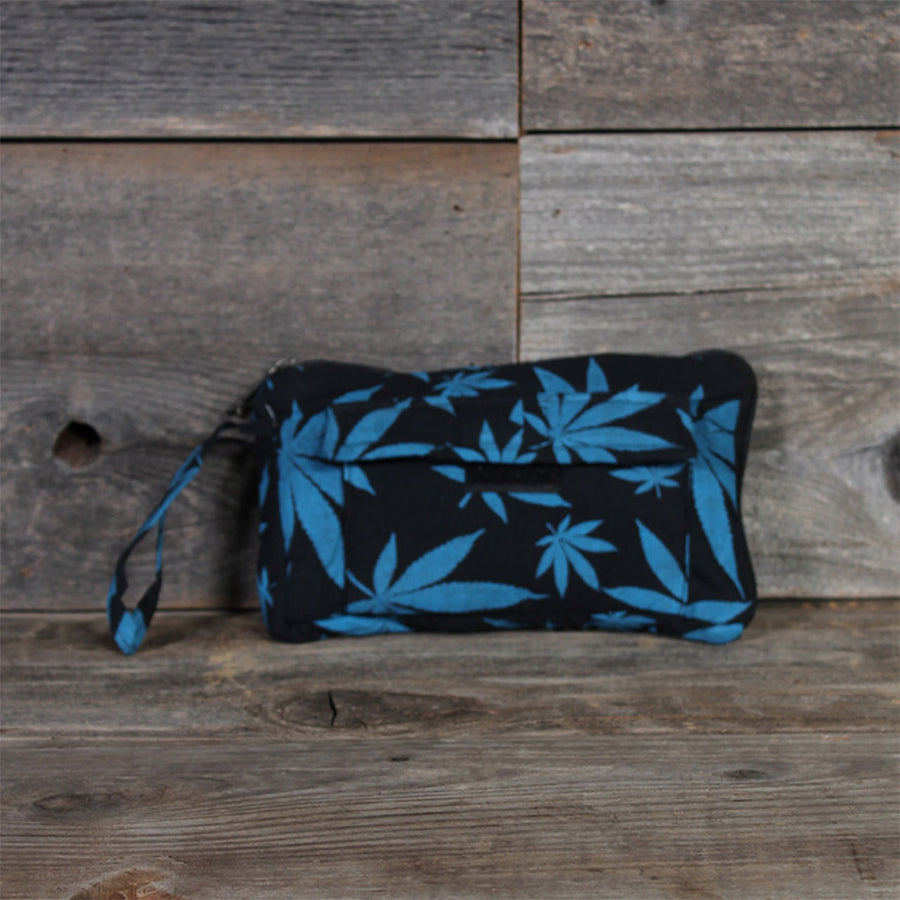 Pot Leaf Padded Stash Bag with Double Pockets - 8x5 SALE