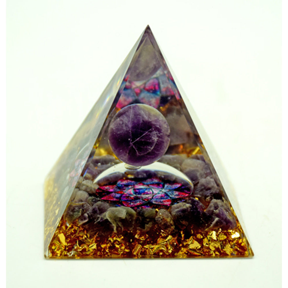 Purple Moon with Lotus Design Orgonite Pyramid