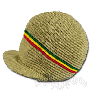 Rasta Ribbed Khaki Cotton Cap