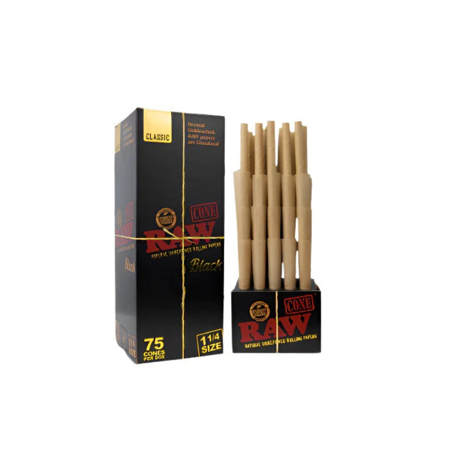 Raw Black 1¼ Cones - 75 pack