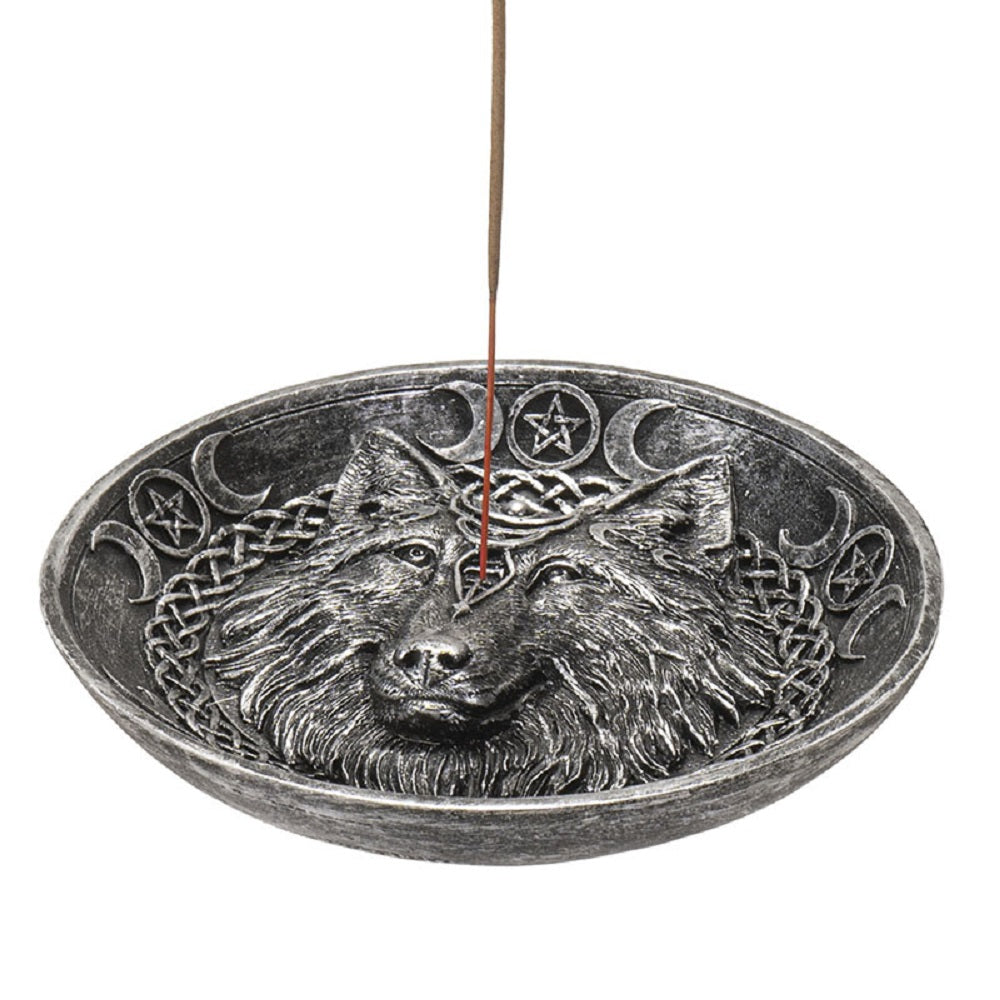 Round Silver Wolf Incense Burner