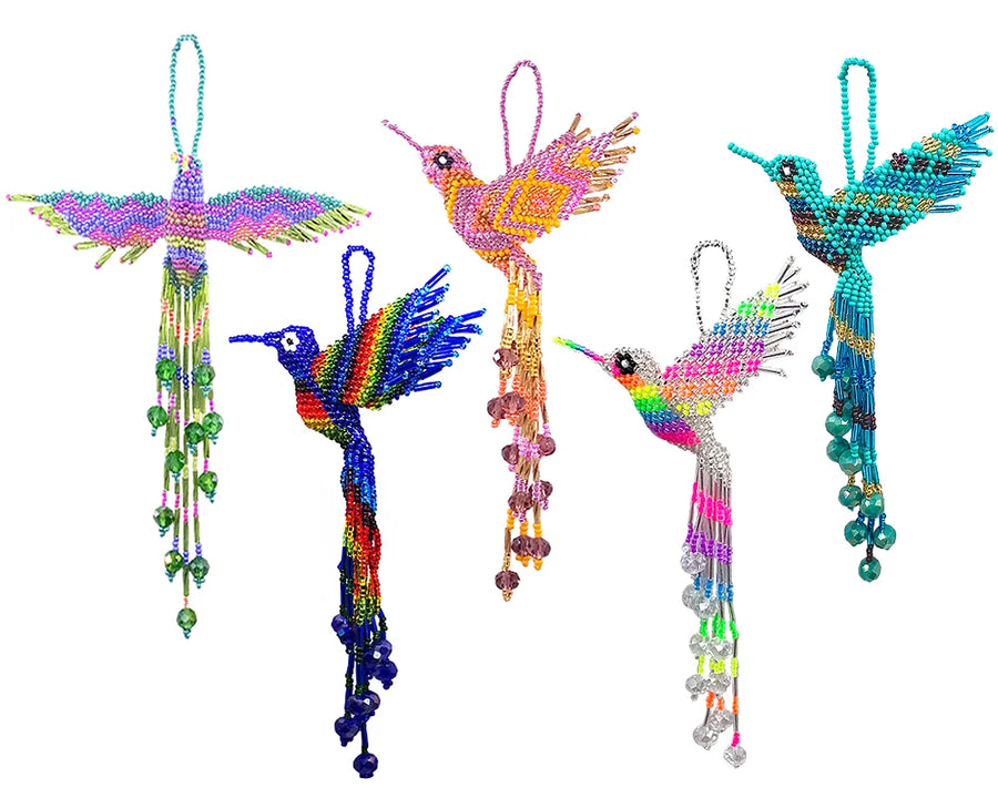 Handmade Seed Bead Hummingbird Ornament Keychain