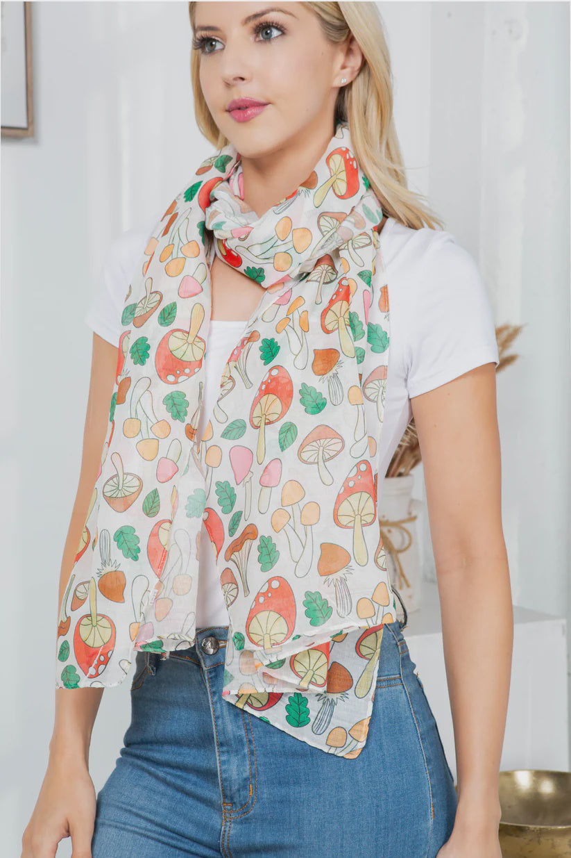 Fun Mushroom Print Scarf
