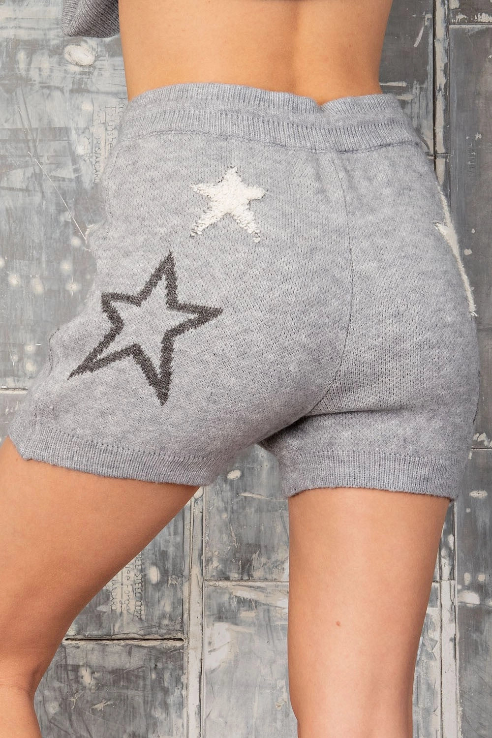 Star Print High-Waisted Sweater Shorts