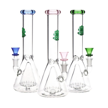 SeshGear 10" Color Rim Pyramid Perc Beaker