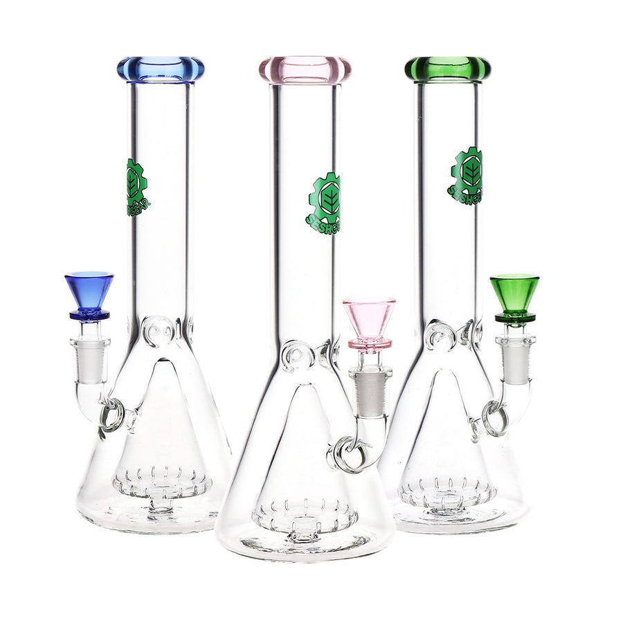 SeshGear 10" Color Rim Pyramid Perc Beaker