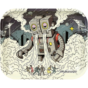Pulsar Large Metal Rolling Tray - Attack of the Dope Bot