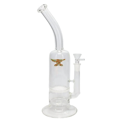 Solid Clear Bent Neck Frit Disk Perc Water Pipe