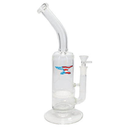 Solid Clear Bent Neck Frit Disk Perc Water Pipe