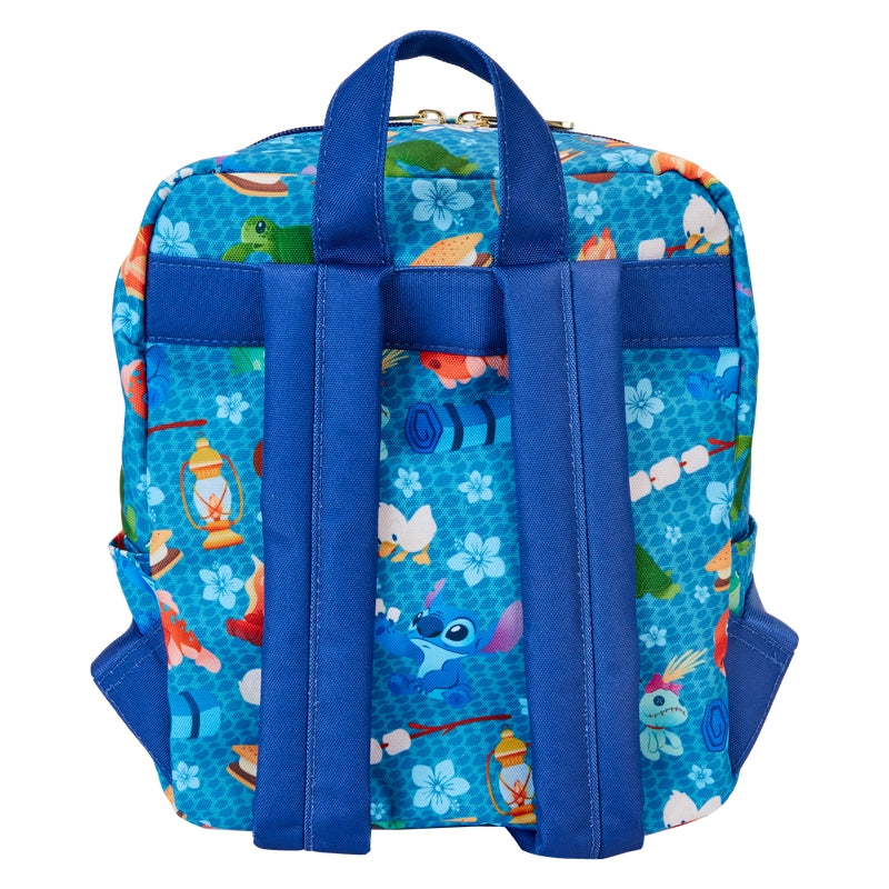 Loungefly Disney Lilo & Stitch Camping Cuties All Over Print Nylon Mini Backpack