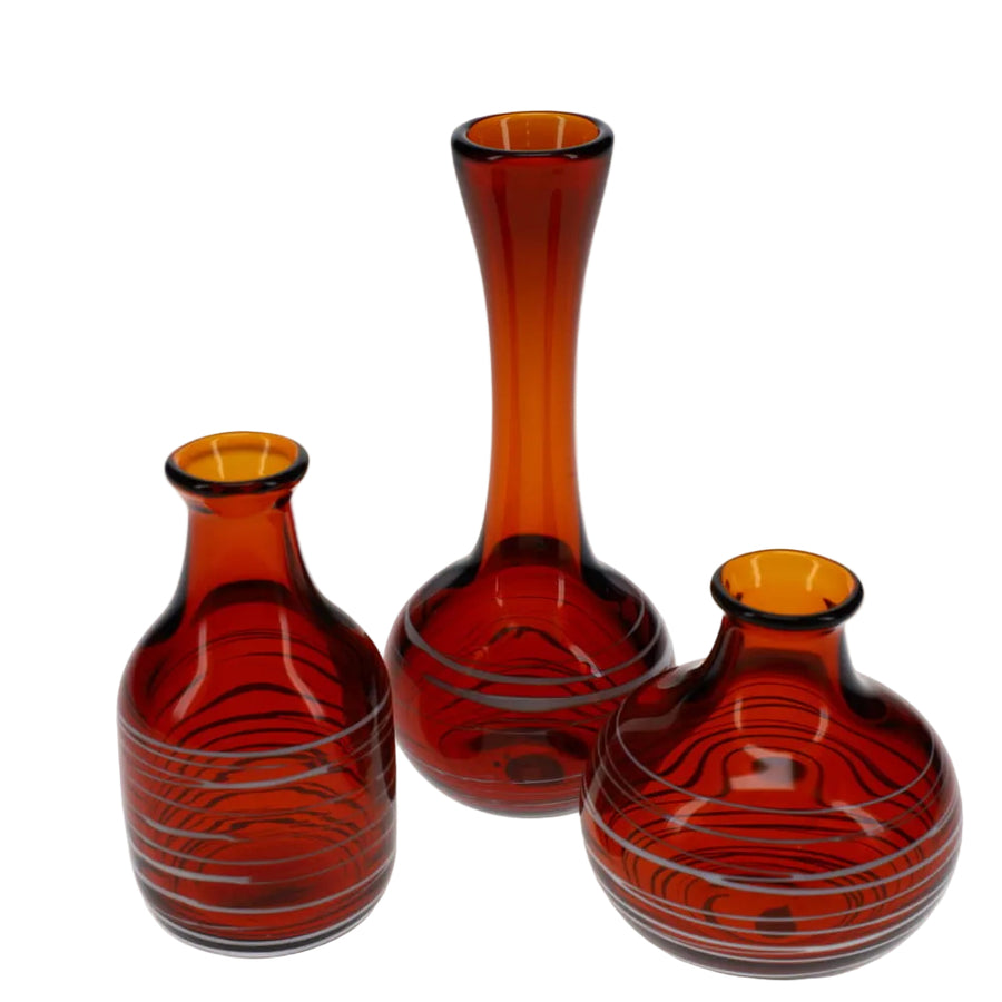 Sugar Mattys Glass Mini Vase ISO Jar 3 Piece Set - Amber
