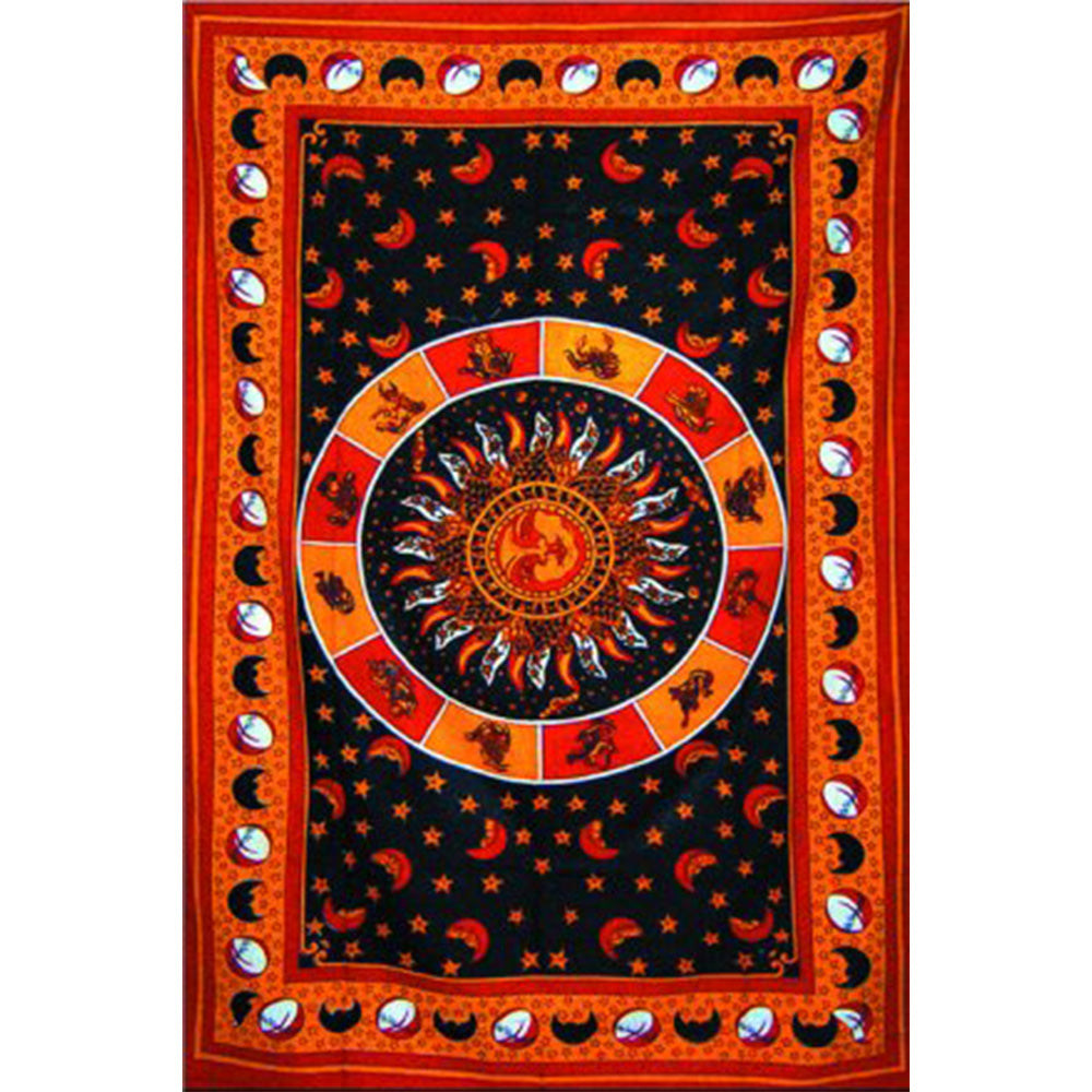 Sun w/ Zodiac Full Size Tapestry