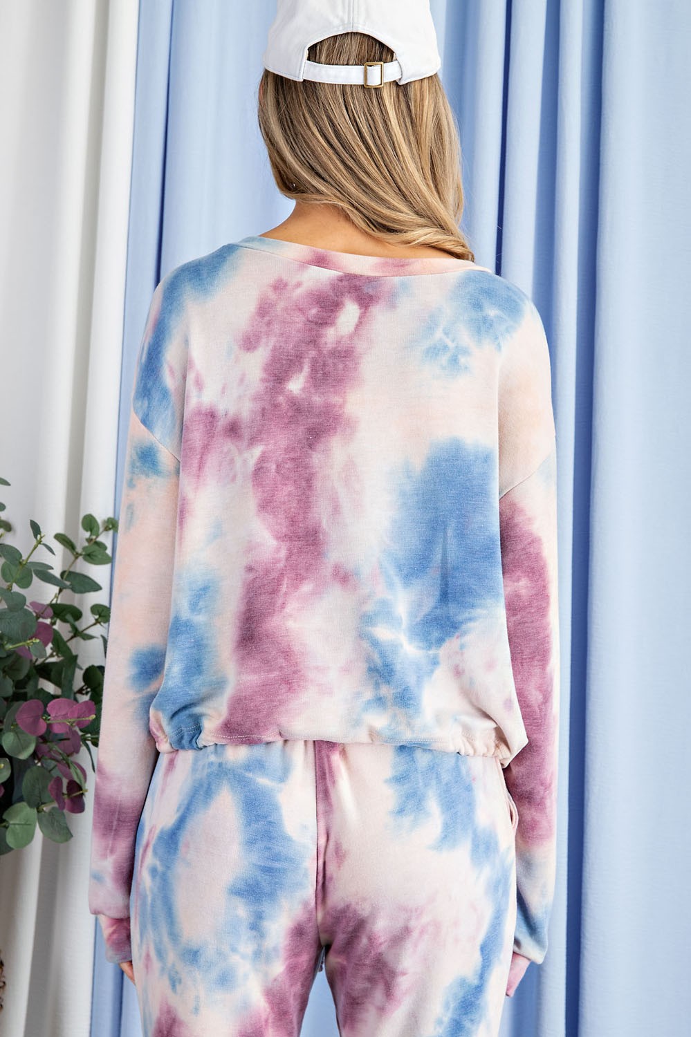 Plum Tie Dye Long Sleeve V-Neck Top