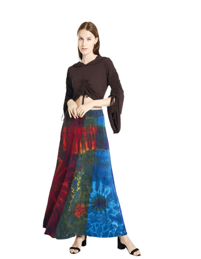 Tie Dyed Patchwork Panel Skirt