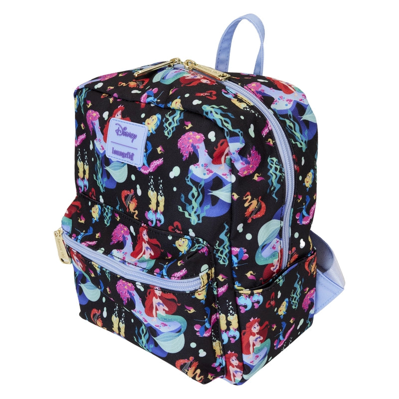 Loungefly The Little Mermaid 35th Anniversary Life is the Bubbles All-Over Print Nylon Square Mini Backpack