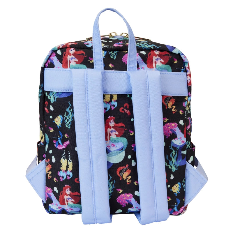 Loungefly The Little Mermaid 35th Anniversary Life is the Bubbles All-Over Print Nylon Square Mini Backpack