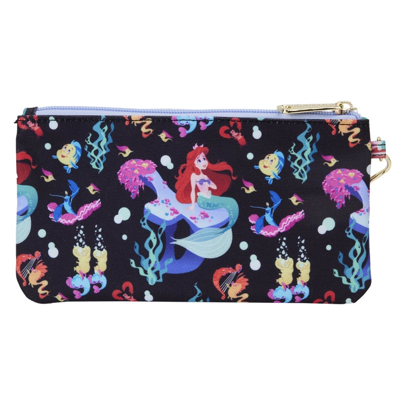 Loungefly x The Little Mermaid 35th Anniversary Life is the Bubbles All-Over Print Nylon Zipper Pouch Wristlet