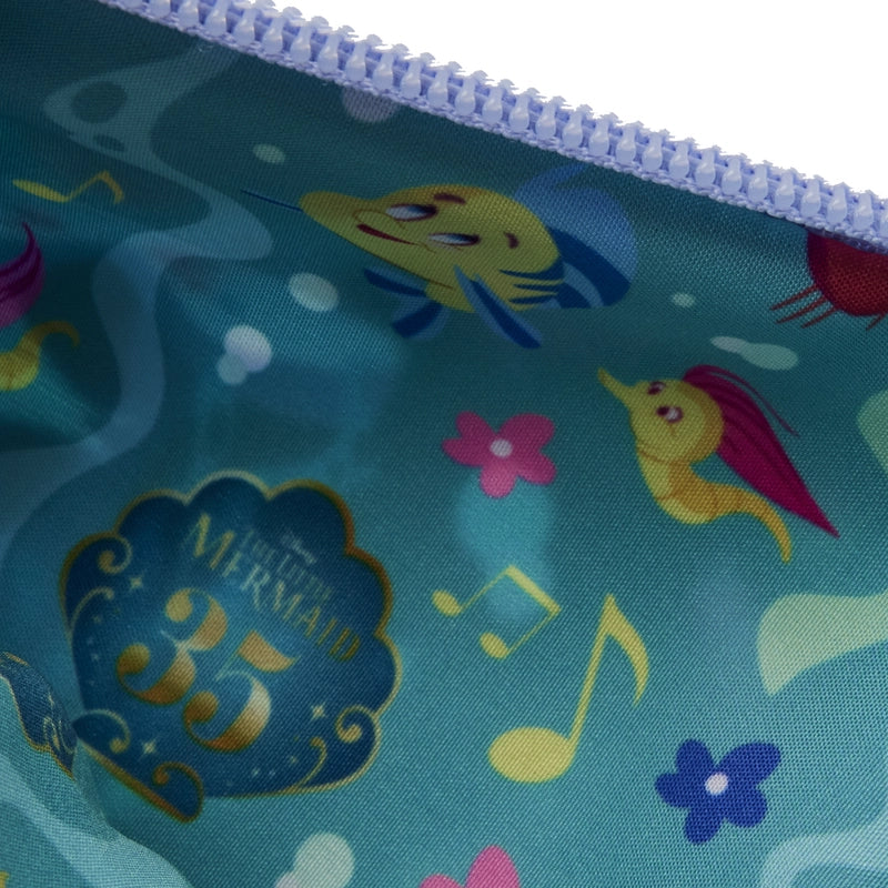 Loungefly x The Little Mermaid 35th Anniversary Life is the Bubbles All-Over Print Nylon Zipper Pouch Wristlet