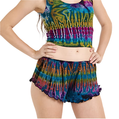 Tie Dye Ruffle Booty Shorts