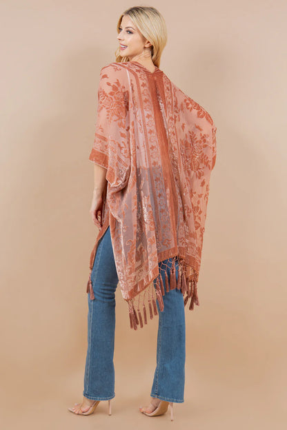 Vintage Rose Velvet Kimono