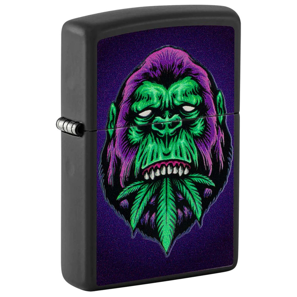 Zippo Lighter Blacklight Gorilla w/ Weed Leaf