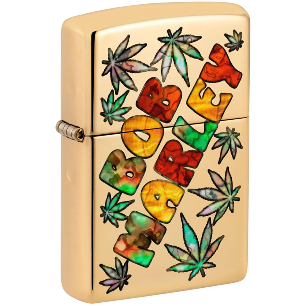 Zippo Lighter Fusion Bob Marley with Weed Leaves