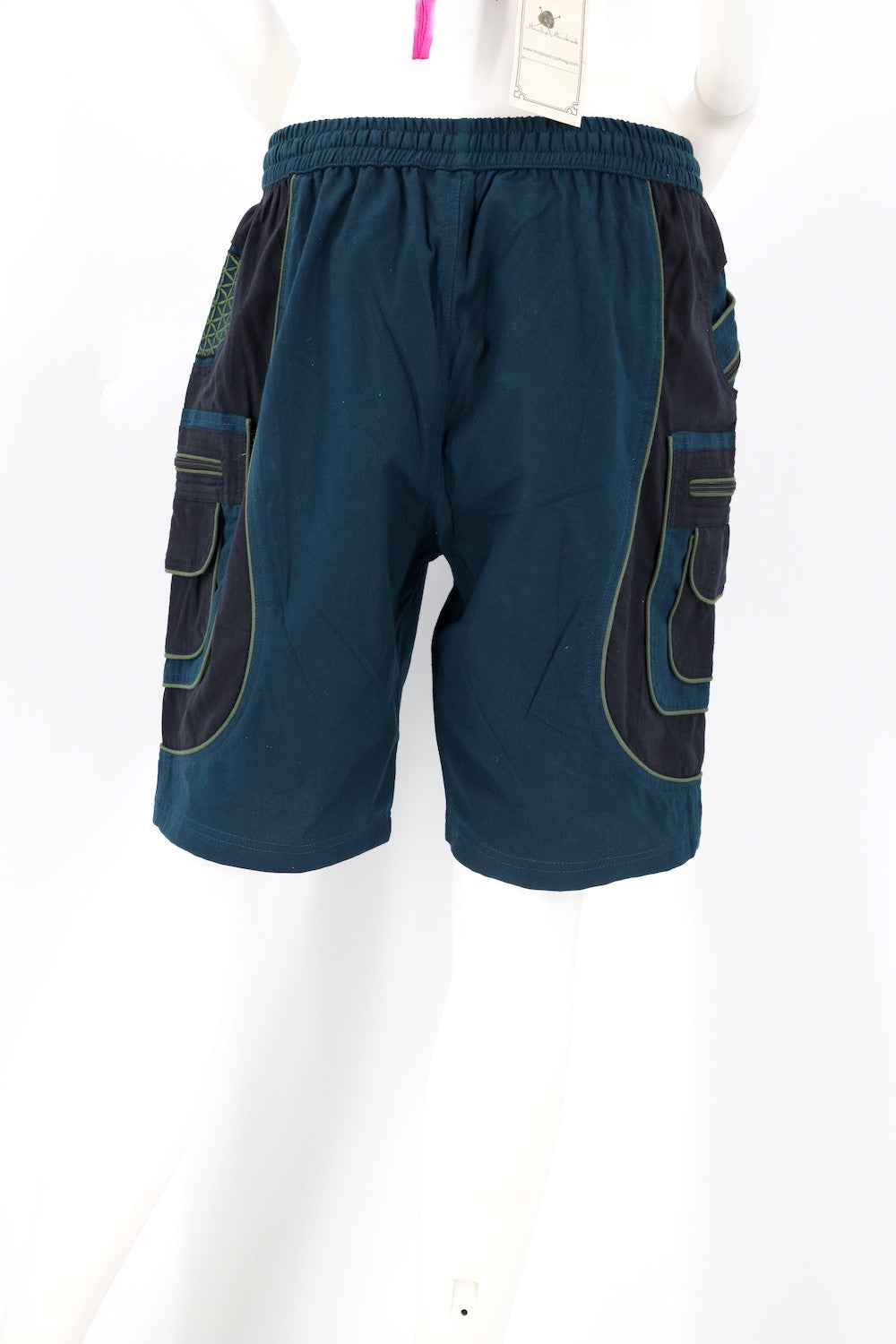 Flower of Life Cargo Shorts in Teal