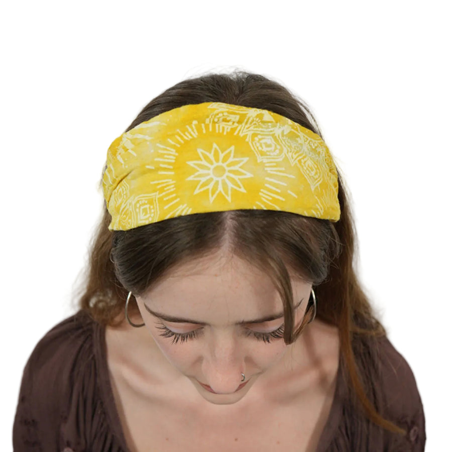Starstruck Celestial Print Tie Dye Headband in Yellow