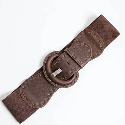 Wide Stitch Waist Belt in Brown