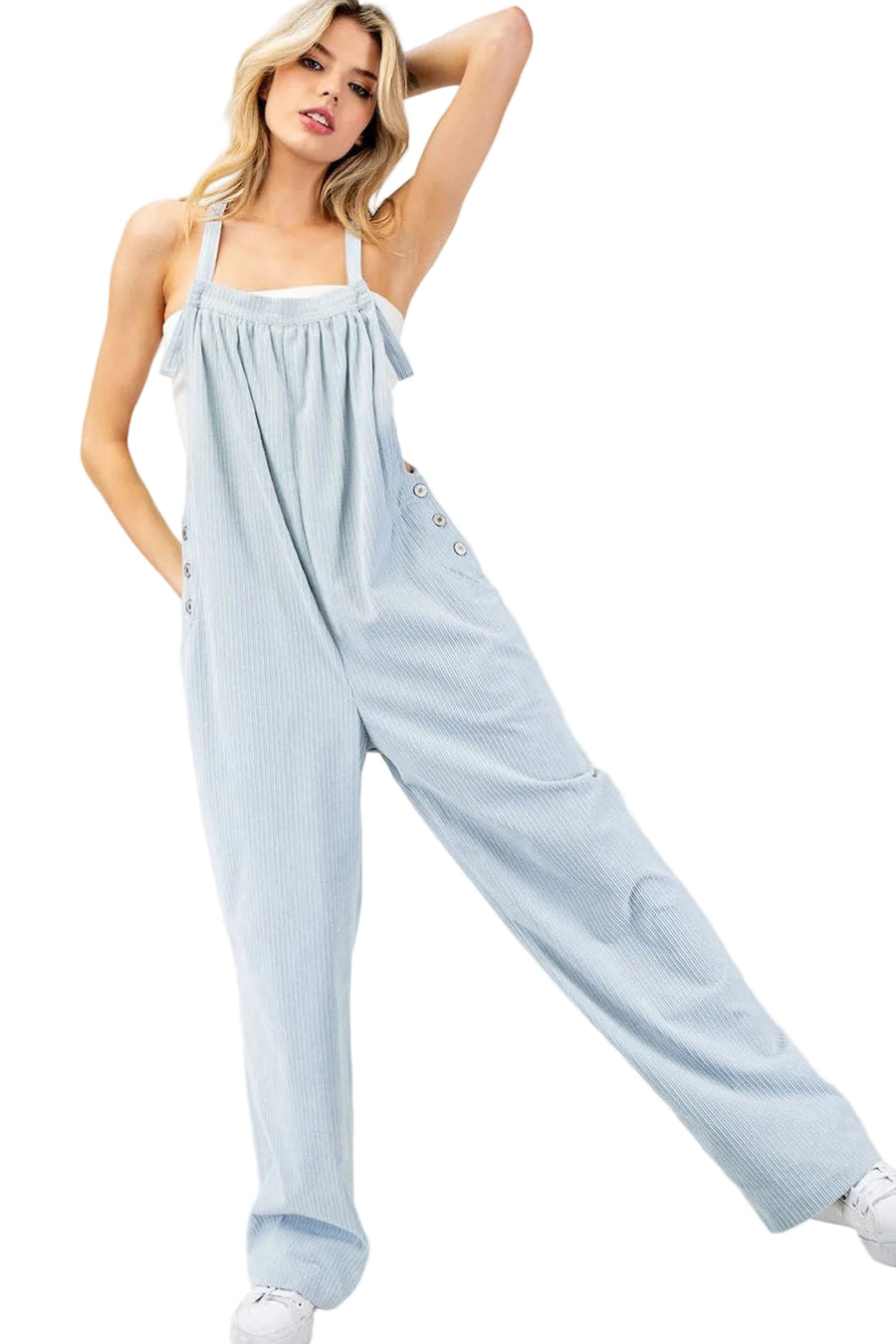 Dusty Blue Corduroy Overalls