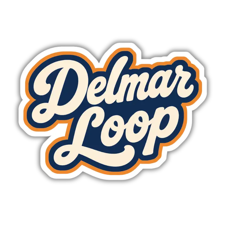 Retro Delmar Loop Script Sticker